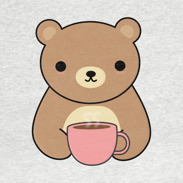 Cute Brown Bear Drinking Coffee T-Shirt by happinessinatee